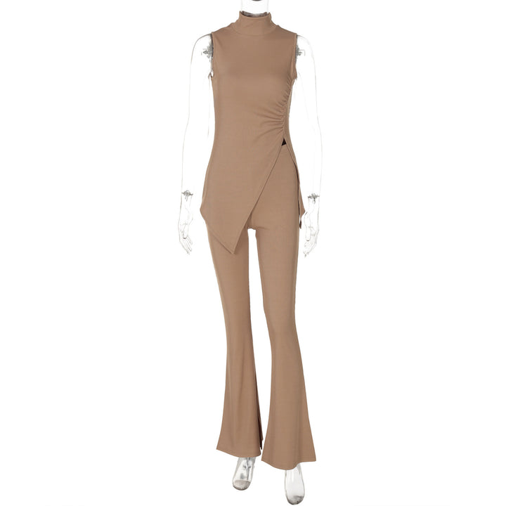 Damen elegant geschnittenes Einteiler-Set mit asymmetrischem Design und Stehkragen Drune