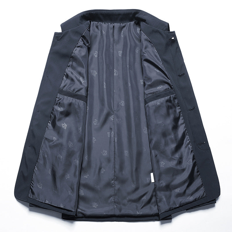 Herren Sakkoähnliche Übergangsjacke mit Hemdkragen, leichtem Innenfutter und Knopfleiste Drune