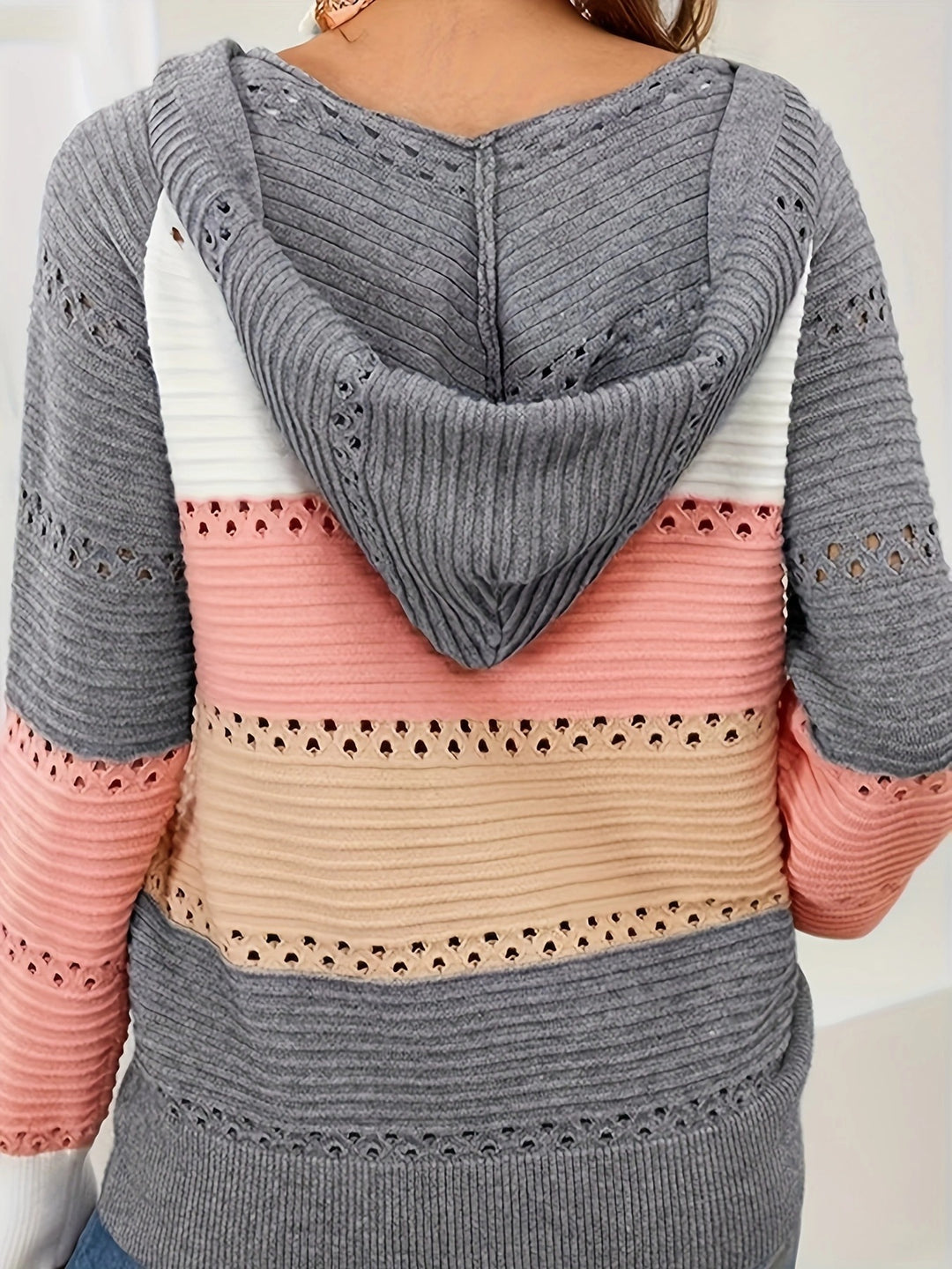 Damen lässiger Sweatshirt mit dekorativen Schnürdetails und Strukturmuster Drune
