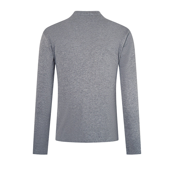 Herren Feinstrick-Langarmshirt mit Stehkragen und Knopfleiste Drune
