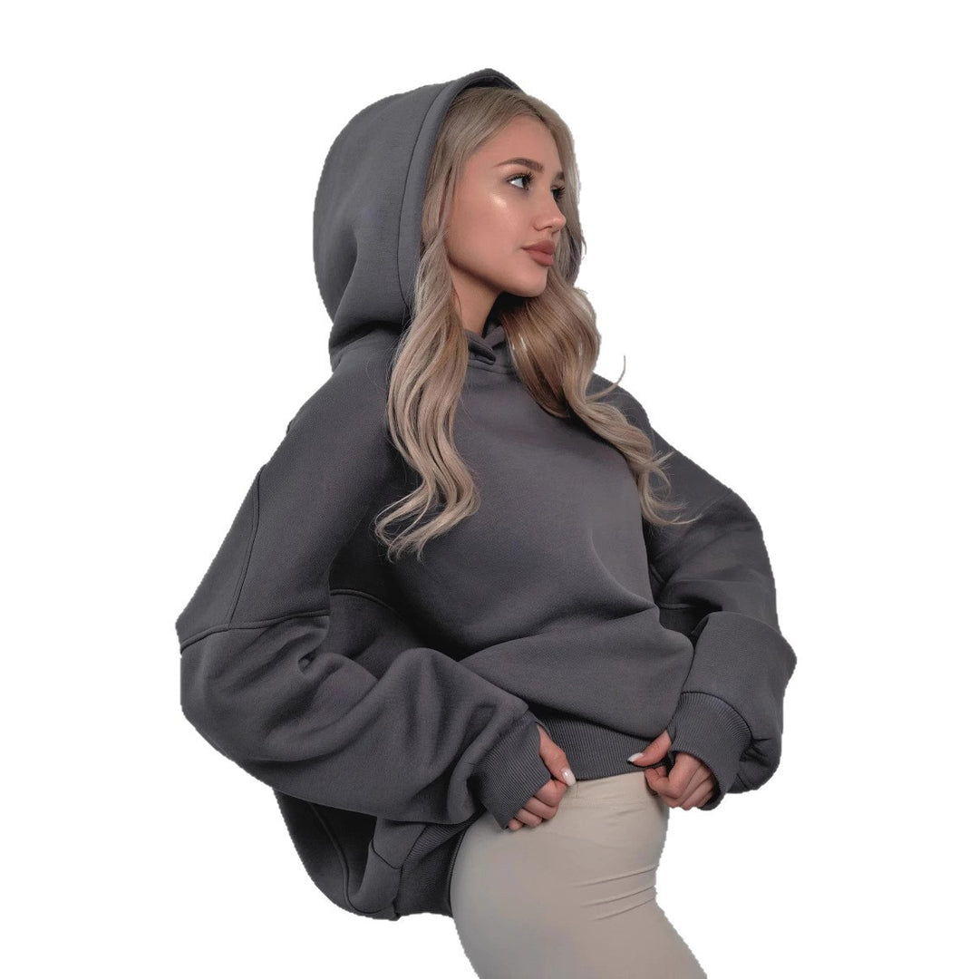 Damen oversized Kapuzenpullover mit extraweiter Passform und tief geschnittener Kapuze Drune