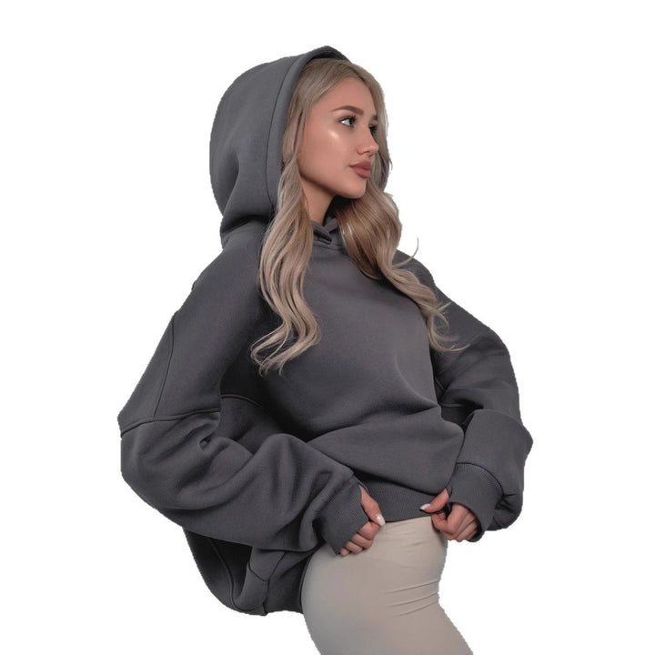Damen oversized Kapuzenpullover mit extraweiter Passform und tief geschnittener Kapuze Drune