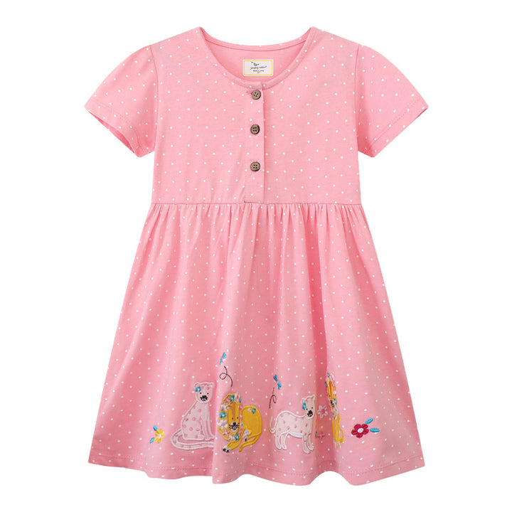 Mädchen Sommerkleid mit niedlichen Tierapplikationen Drune