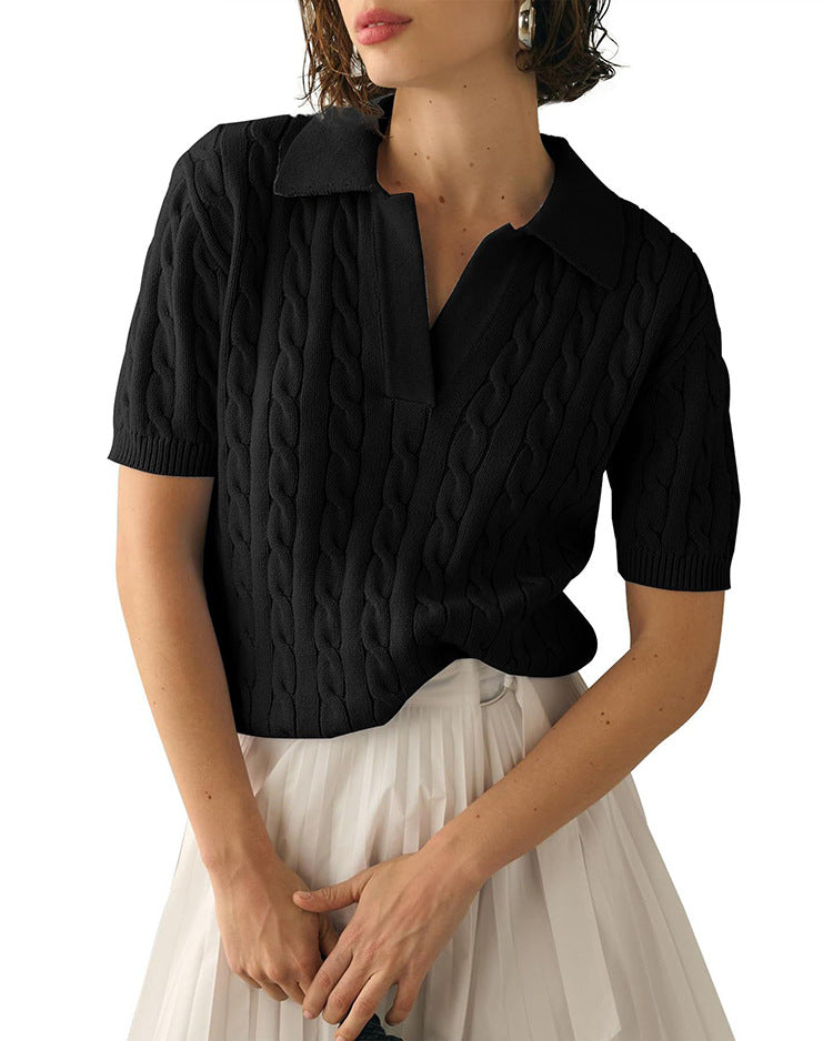 Drune | Polo-Kragen Twist Strickpullover