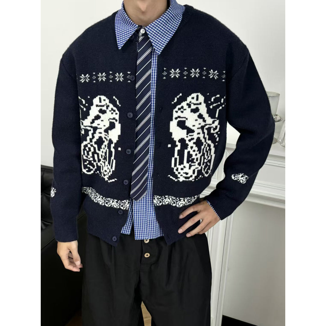 Damen Gemütlicher Grobstrickpullover mit grafischem Motiv Drune