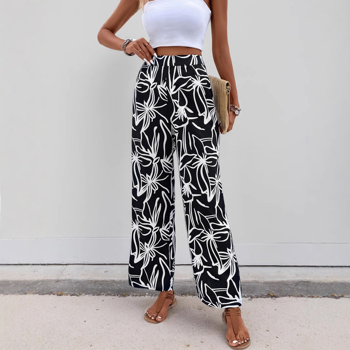 Damen Hochtaillierte Weite Hose mit floralem Muster Drune