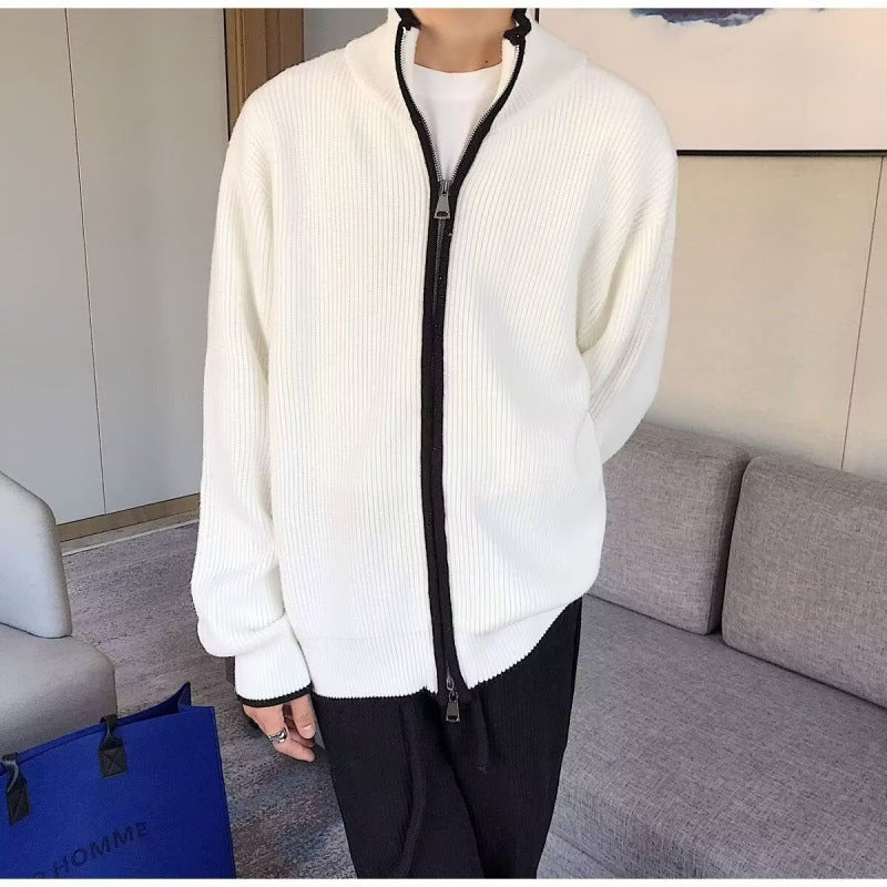Herren Modische Strickjacke mit Stehkragen Drune