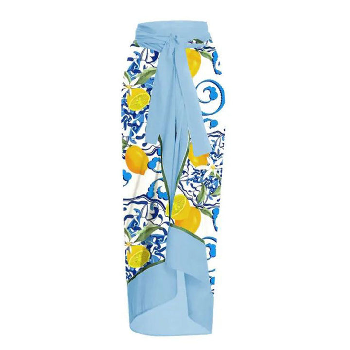 Damen Wickelrock mit elegantem Aquarell-Muster und Bindegürtel Drune