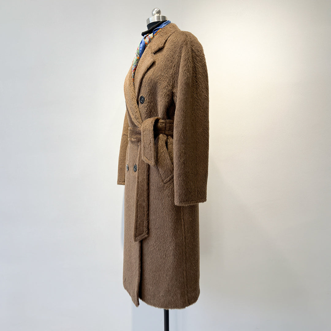 Damen Luxuriöser Doppelreihiger Fleece-Mantel Drune