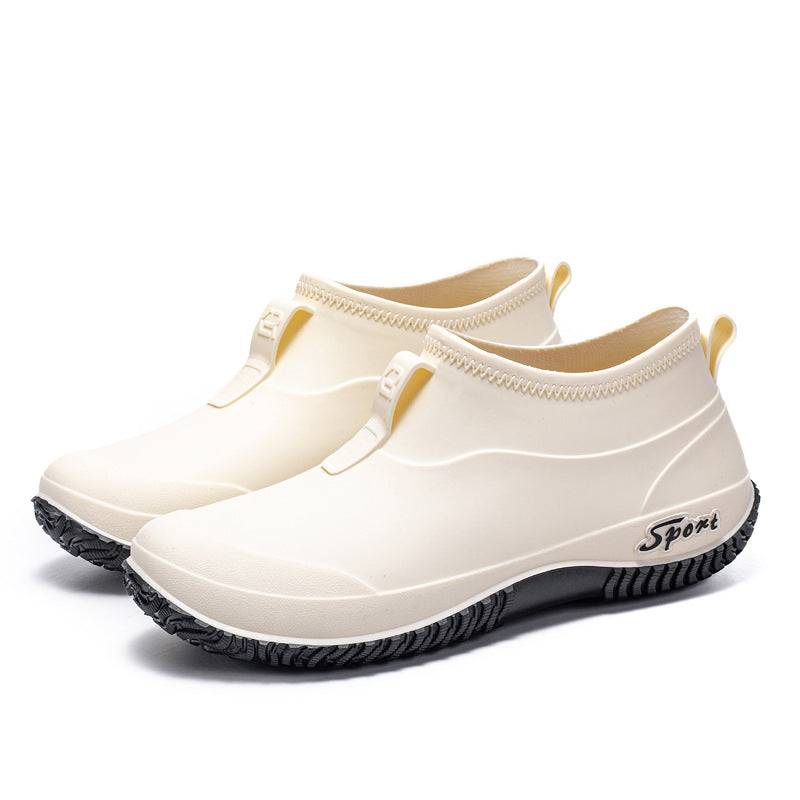 Damen Kurzschaftige wasserdichte Slip‑On Gummistiefelette mit Neoprenkragen und profiliertem Anti‑Rutsch‑Laufsohlen‑Design Drune