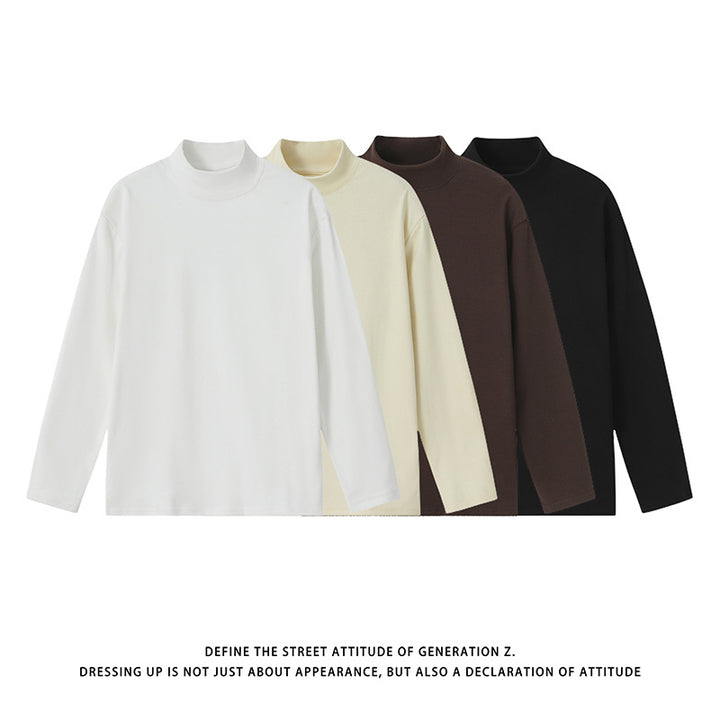 Unisex Minimalistischer Feinstrick-Mockneck-Pullover im Oversize-Relaxed‑Schnitt Drune