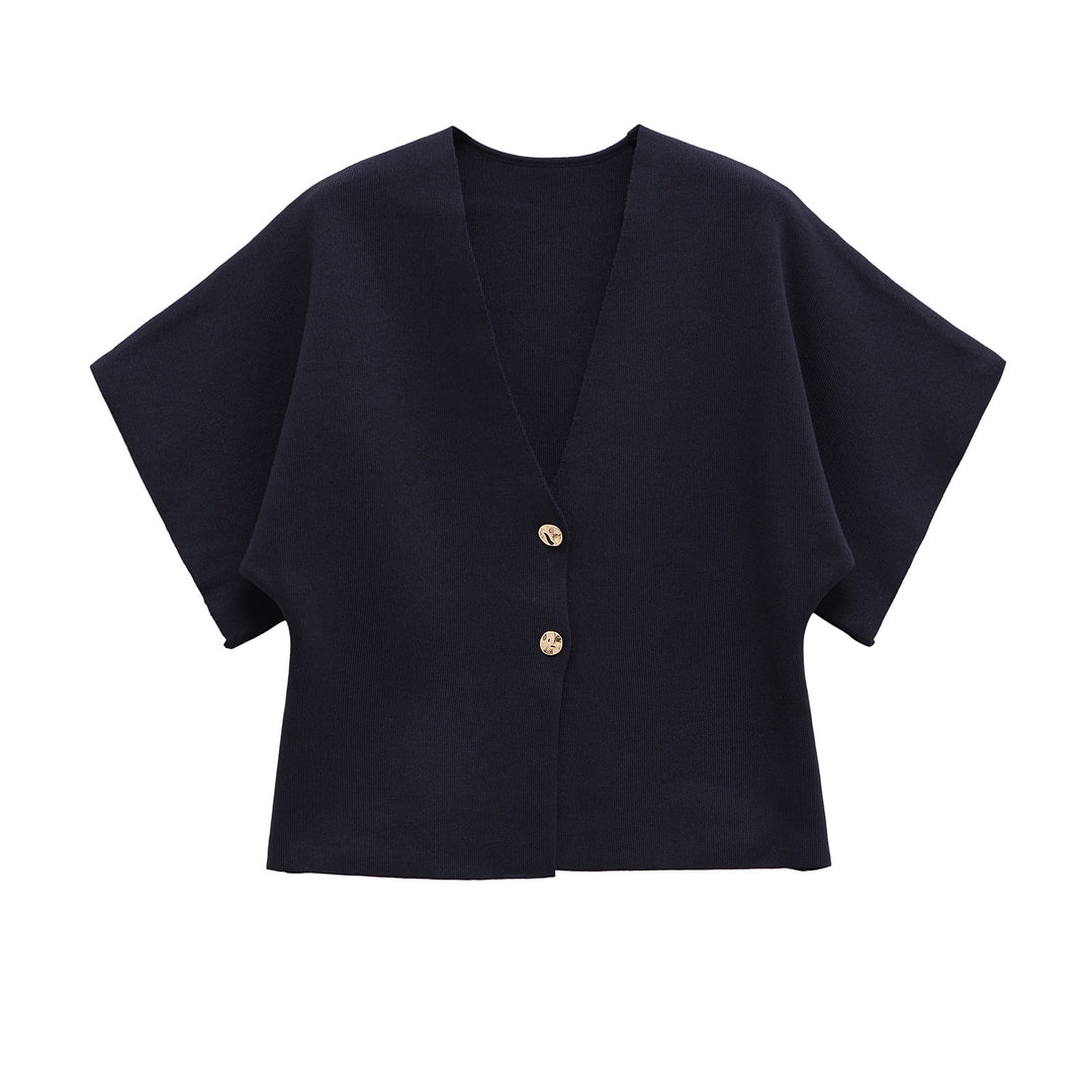 Damen leichte Strickjacke mit elegantem V-Ausschnitt und luxuriösen Knopfdetails Drune