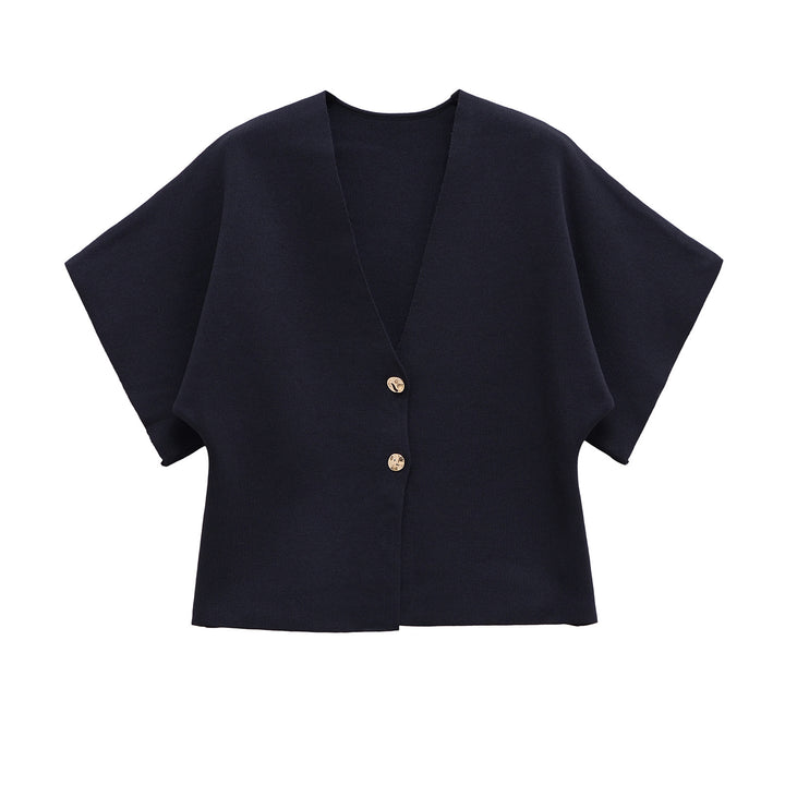 Damen leichte Strickjacke mit elegantem V-Ausschnitt und luxuriösen Knopfdetails Drune