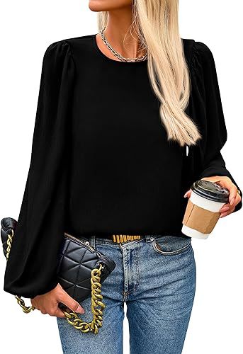 Damen Bluse mit angeschnittenen Ärmeln und eleganten Puffärmeln Drune