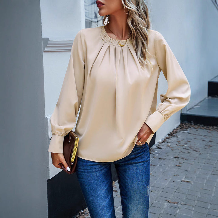 Damen Falten Freizeit Bluse Drune