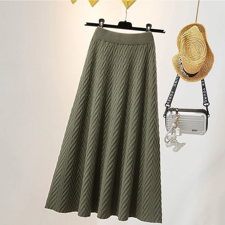 Damen Eleganter Maxirock mit Chevron-Muster Drune