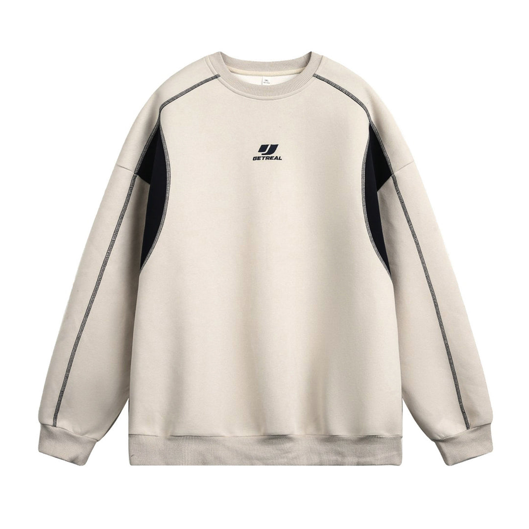 Unisex Sportlich-lässiges Oversize-Sweatshirt mit Rundhals, Kontrast-Panels und Flatlock-Nähten Drune