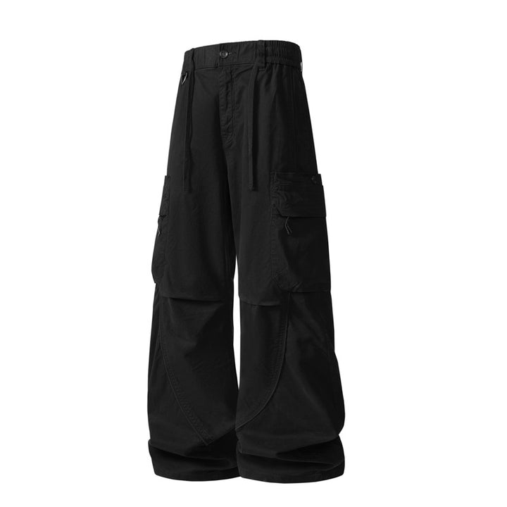 Herren Weit geschnittene Utility-Cargo-Hose mit Mehrfach-Taschen und verstellbarem Bund Drune