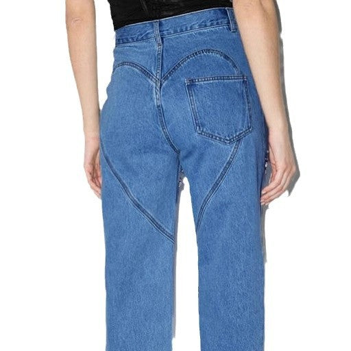 Damen Jeans mit ausgefallenem Cut-Out-Design und glitzernden Verzierungen Drune