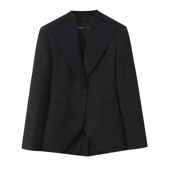 Damen Maßgeschneiderter Ein-Knopf-Blazer mit extra weitem Schalkragen und schmaler Silhouette Drune
