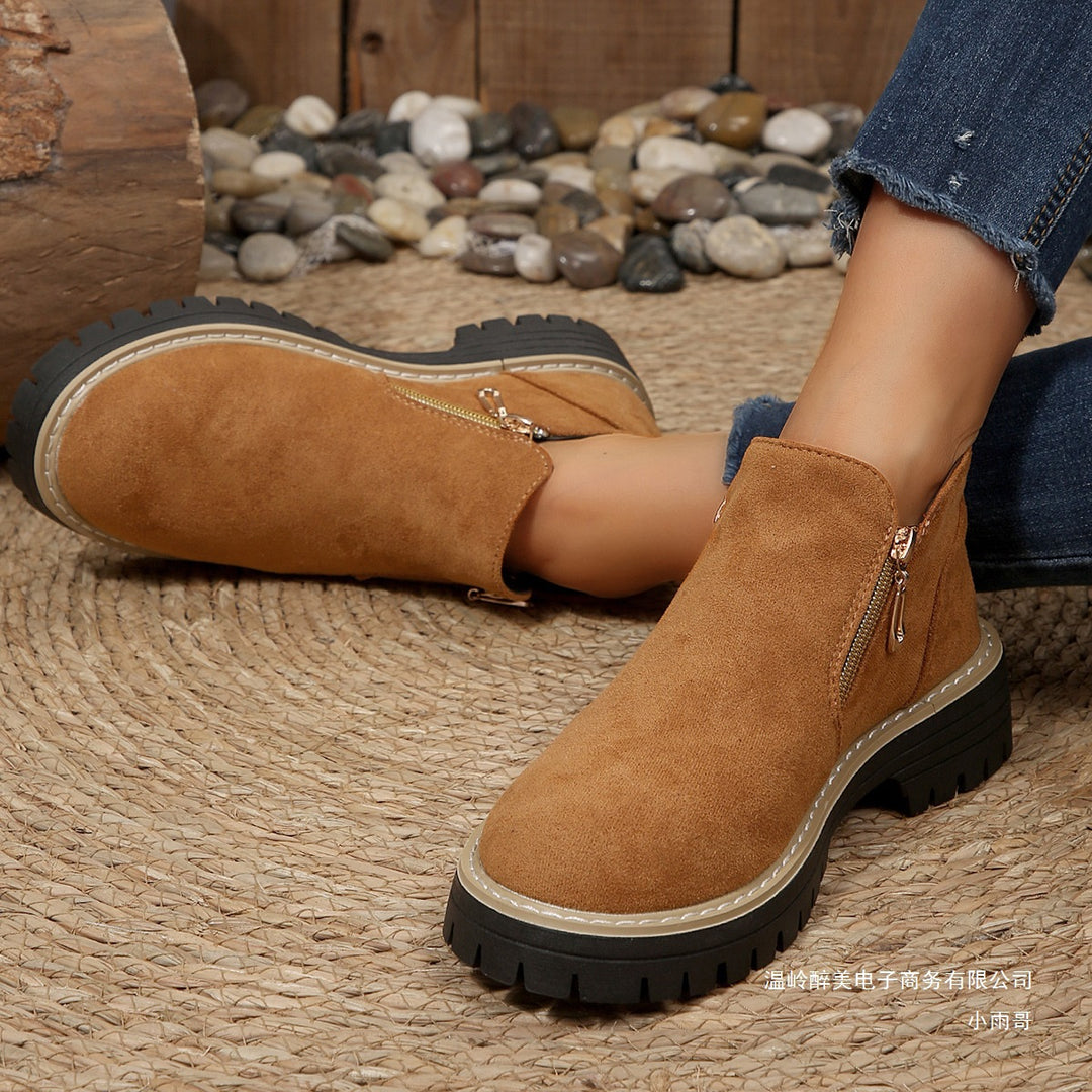 Damen Ankle-Boots mit Profilsohle, seitlichem Reißverschluss und gepolstertem Komfortschaft Drune