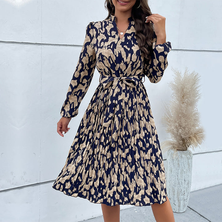 Damen Midi-Kleid mit tailliertem Schnitt und modischem Bindegürtel Drune