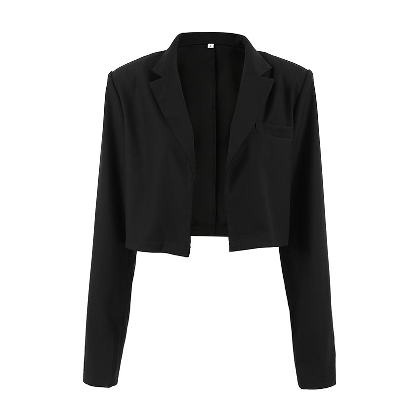 Damen Kurzer Blazer mit Stehkragen und Taschen Drune