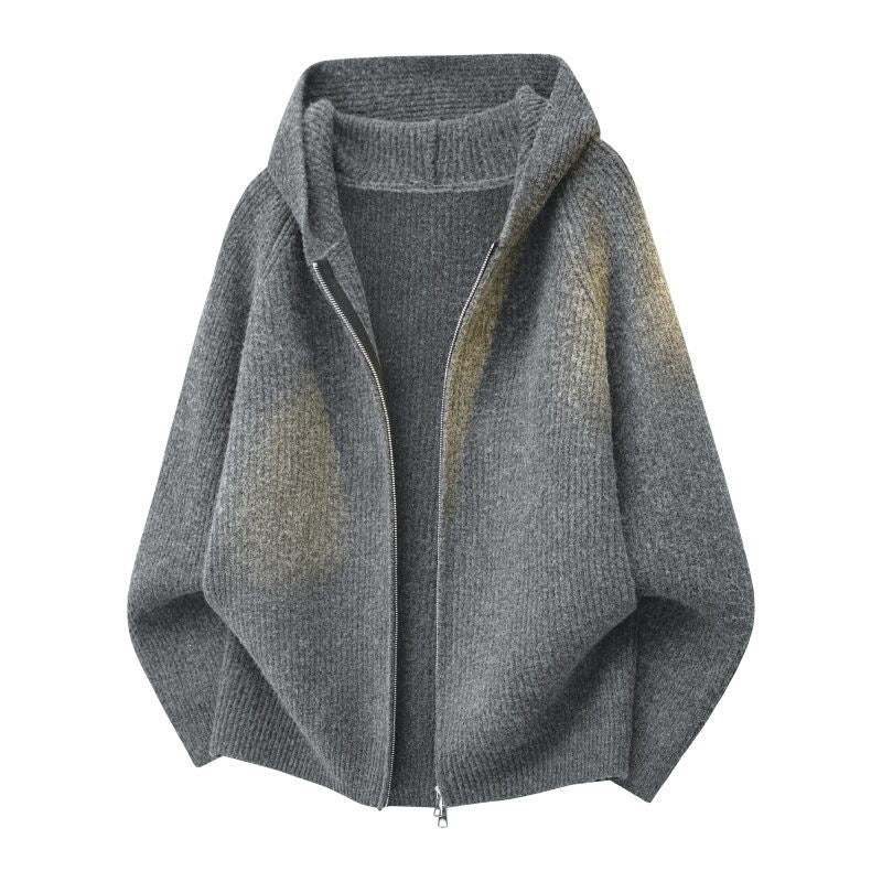 Damen Oversize Strick‑Kapuzencardigan mit durchgehendem Reißverschluss Drune
