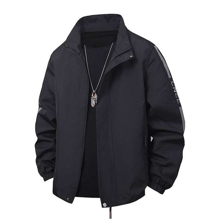 Herren Minimalistische technische Freizeitjacke mit hohem Kragen, verdecktem Reißverschluss und elastischen Bündchen Drune