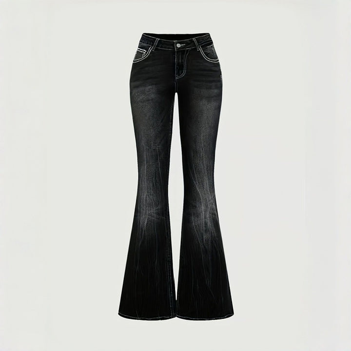 Damen Bootcut Jeans mit kunstvoller Stickerei Drune