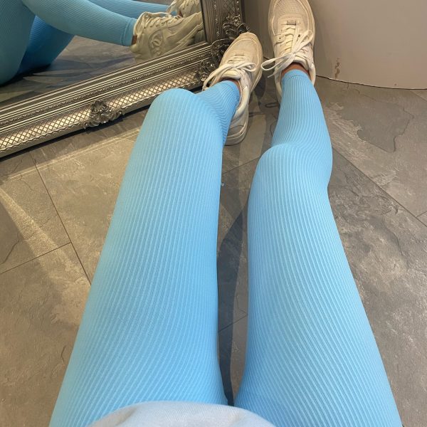 Damen Hochwertige Leggings im Rippdesign mit hohem Bund Drune