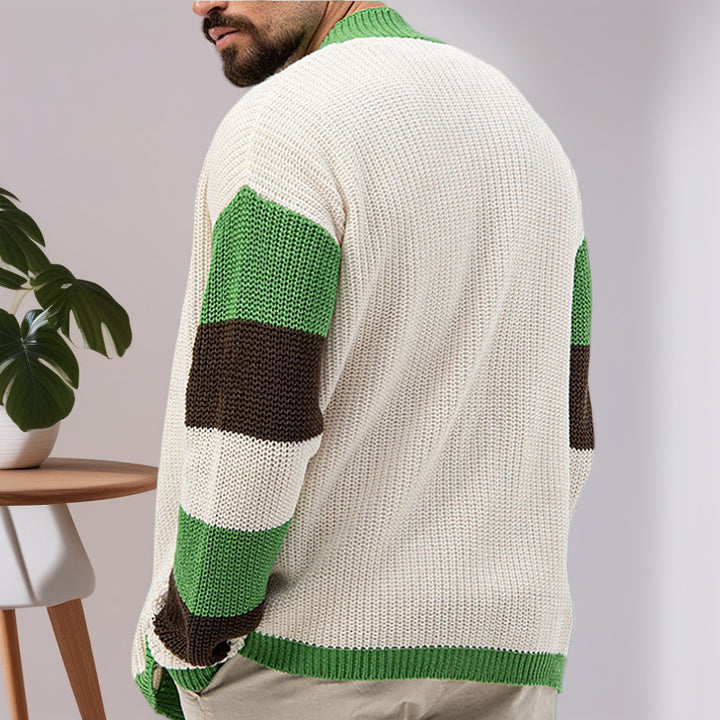 Herren Strickjacke mit modernem Farbblock-Design Drune