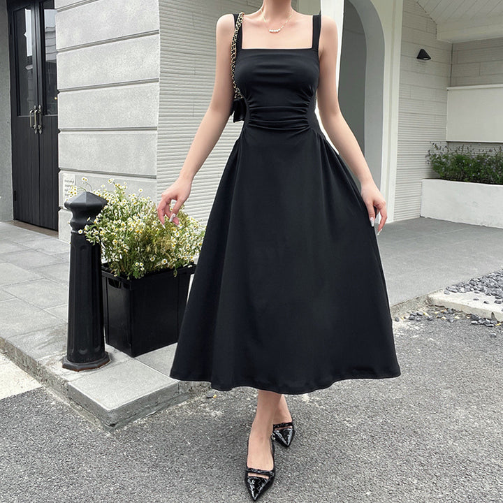 Damen Elegantes Spaghettiträger-Midikleid mit figurbetonter Silhouette und raffinierten Drapierungen Drune