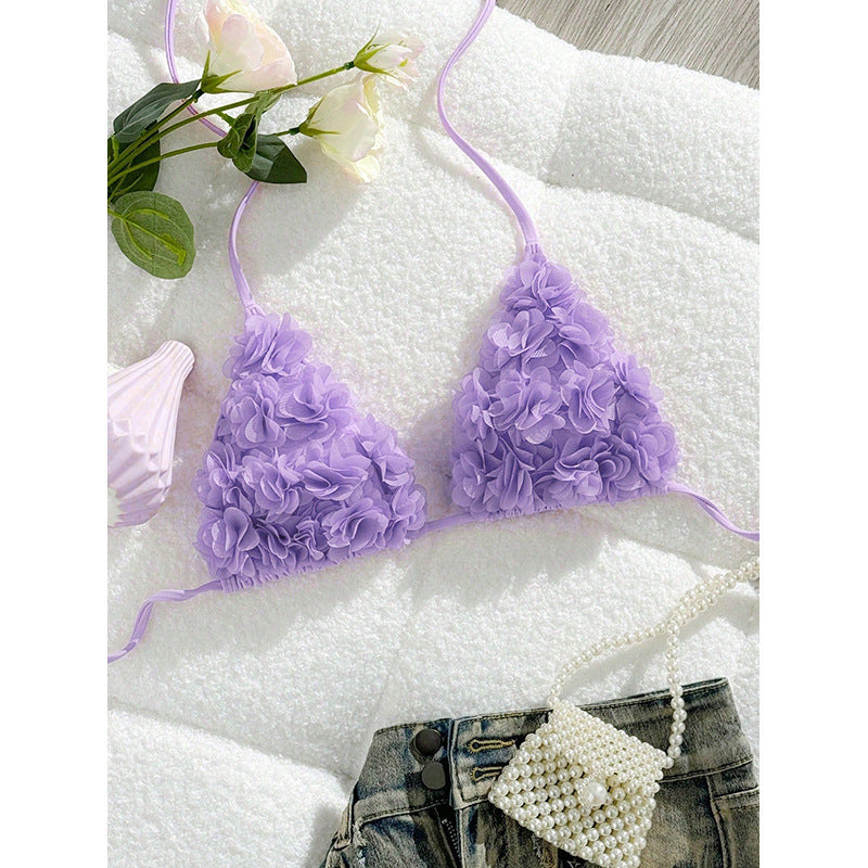 Damen Bikini-Oberteil mit floralen 3D-Applikationen Drune