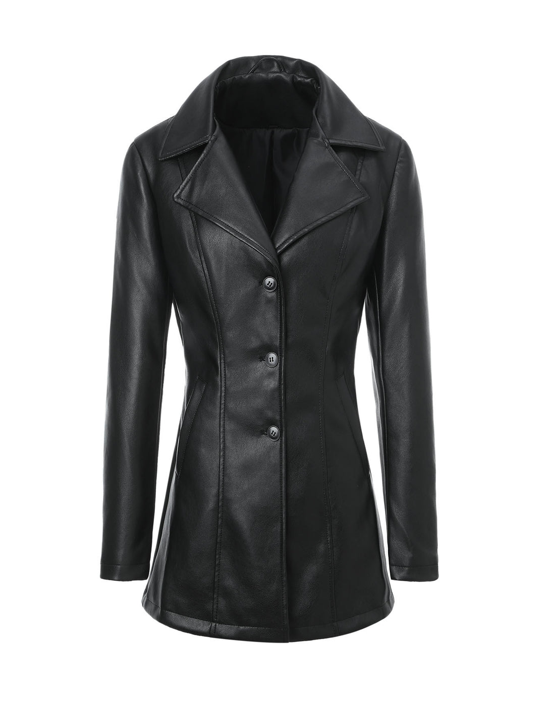 Damen Elegante Slim-Fit Kunstlederjacke Drune