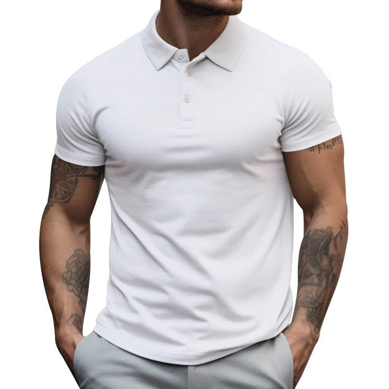 Herren nan tailliertes elastisches Piqué-Poloshirt mit klassischem Kragen Drune