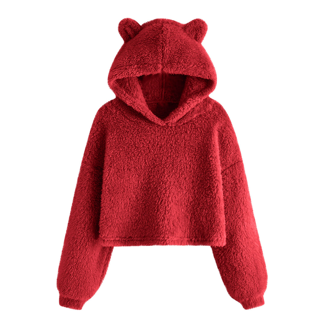 Damen Kuscheliger Fleece Hoodie mit Bärenohren Drune