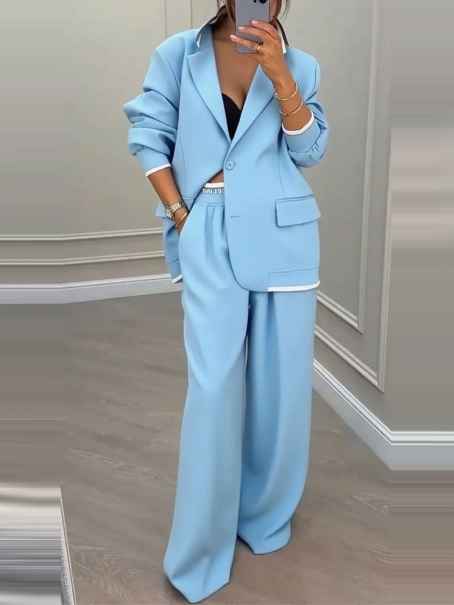 Damen modisches oversized Blazer-Set mit eleganten Anzughose Drune
