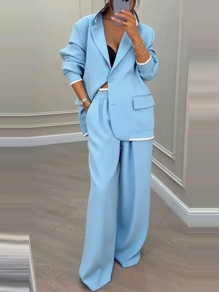 Damen modisches oversized Blazer-Set mit eleganten Anzughose Drune