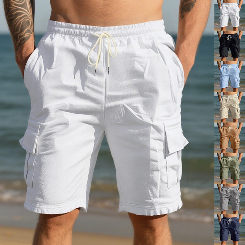 Herren nan Reise- und Outdoor-Bermuda mit elastischem Kordelbund, Sicherheits-Innentasche und aufgesetzten Klappentaschen Drune