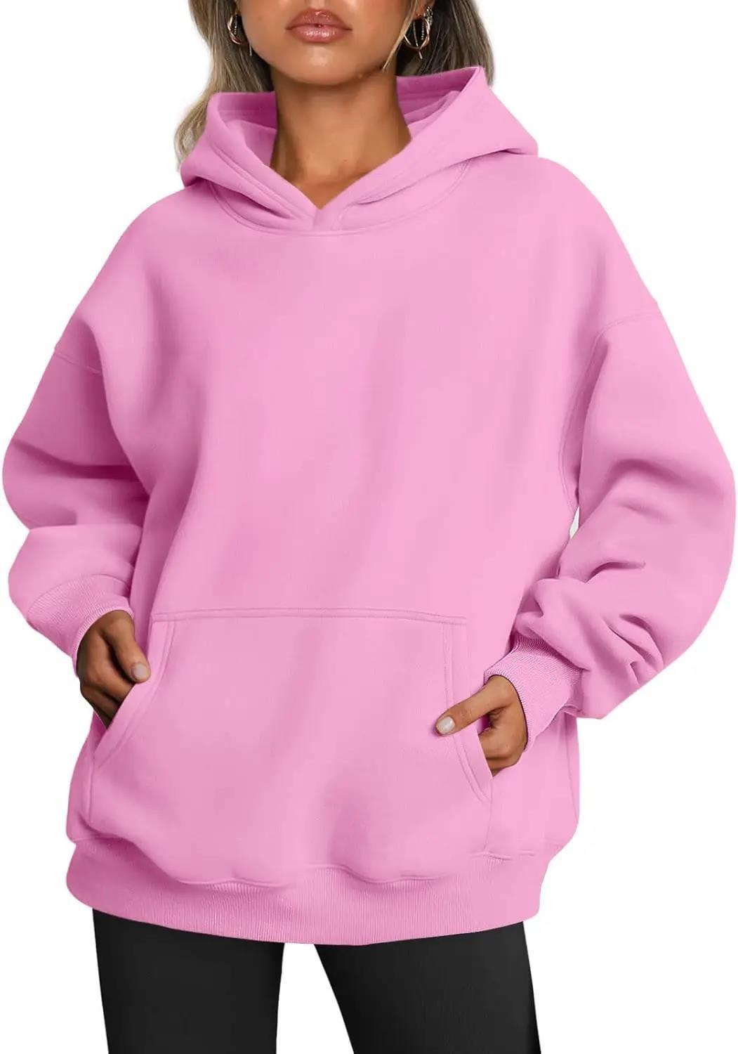 Damen nan oversized Kapuzenpullover mit verlängerter Silhouette und Kängurutasche Drune