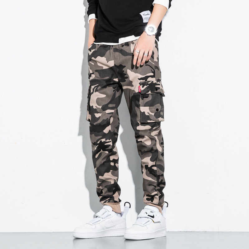 Herren Camouflage Cargo-Jogginghose mit Tapered-Schnitt, elastischem Bund und Multifunktionstaschen Drune