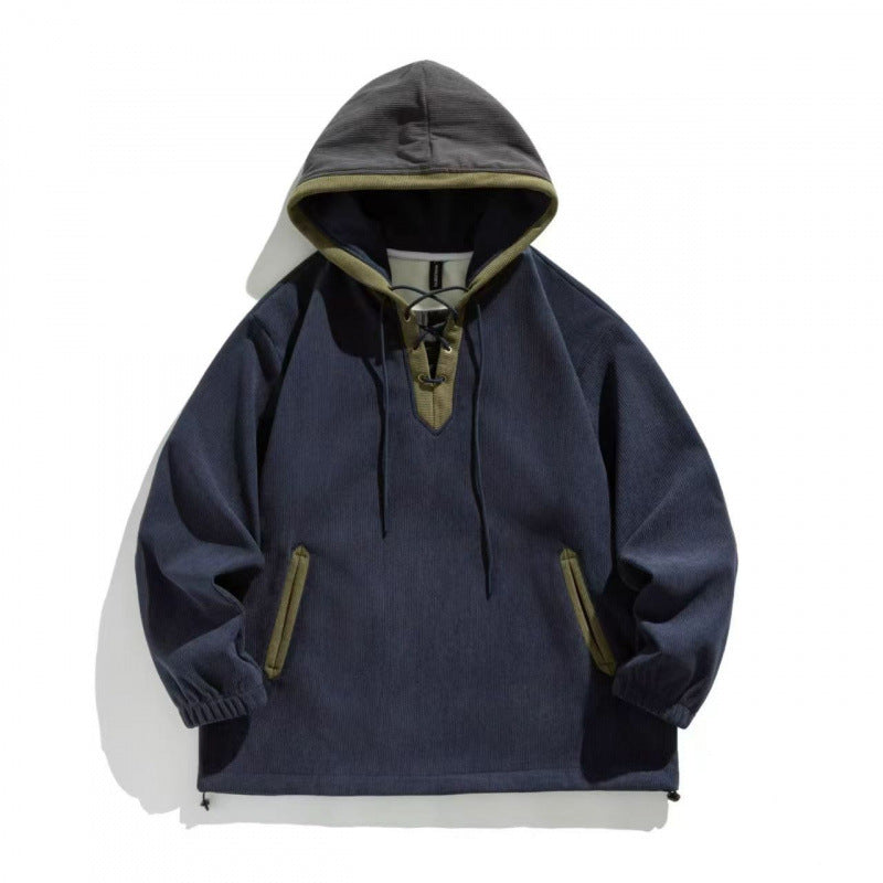 Unisex Oversize Kapuzenpullover mit Schnürung und Kängurutaschen Drune