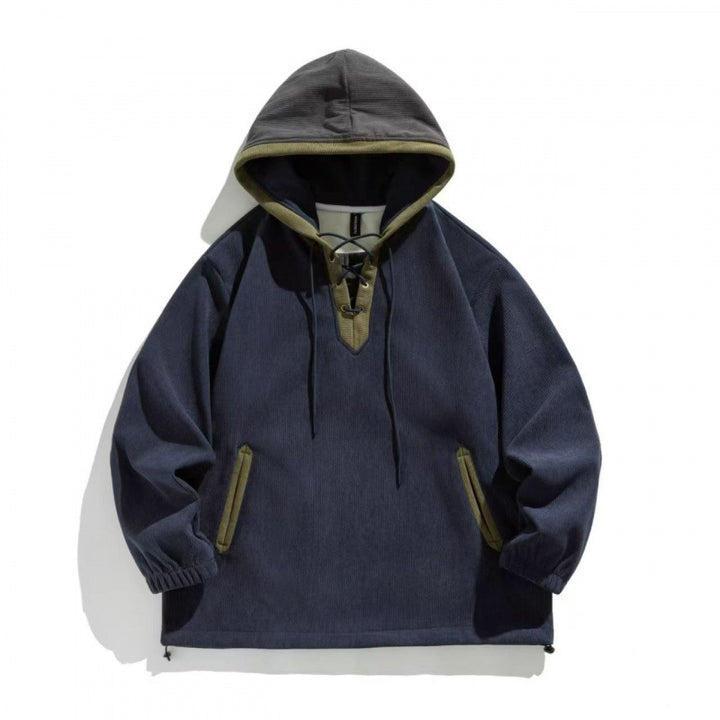 Unisex Oversize Kapuzenpullover mit Schnürung und Kängurutaschen Drune