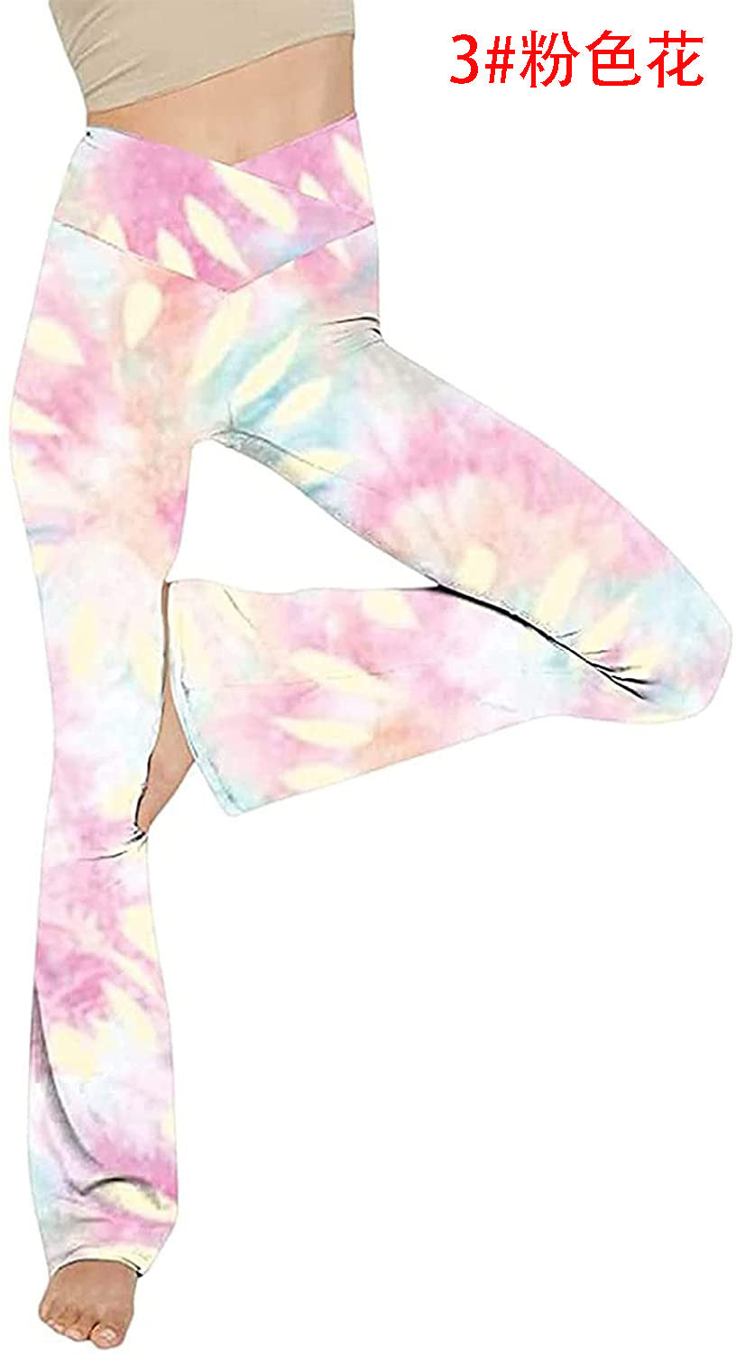 Damen nan taillenhohe Yogahose mit überkreuztem Bund und ausgestelltem Saum mit Schlitz Drune