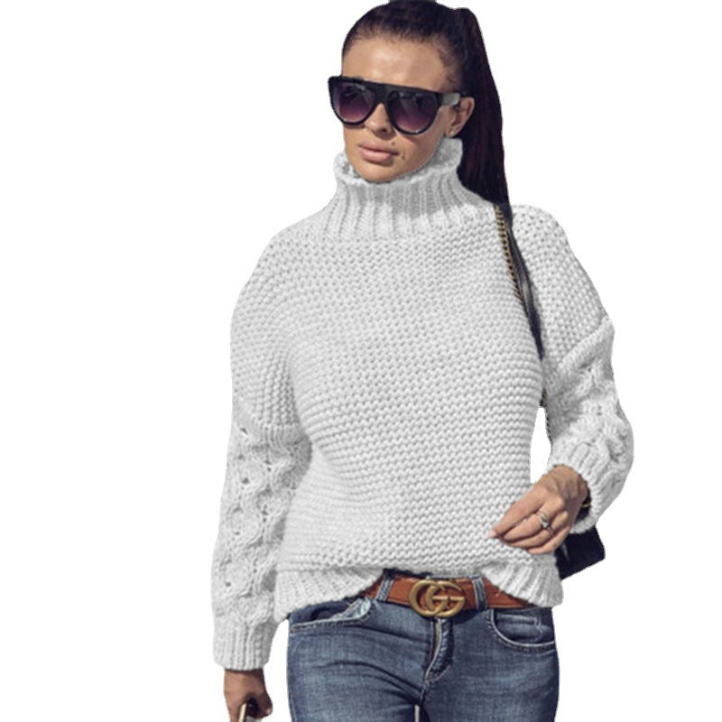 Damen Grobstrickpullover mit Rollkragen und Zopfdetails Drune