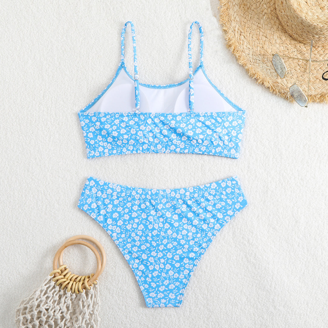 Damen Floral Print Bralette Bikini Set Drune