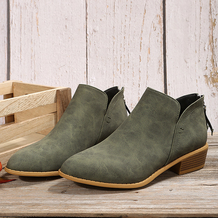 Damen nan spitz zulaufende Schlupf-Ankleboots mit kleinem Blockabsatz und ergonomischem Komfortfußbett Drune