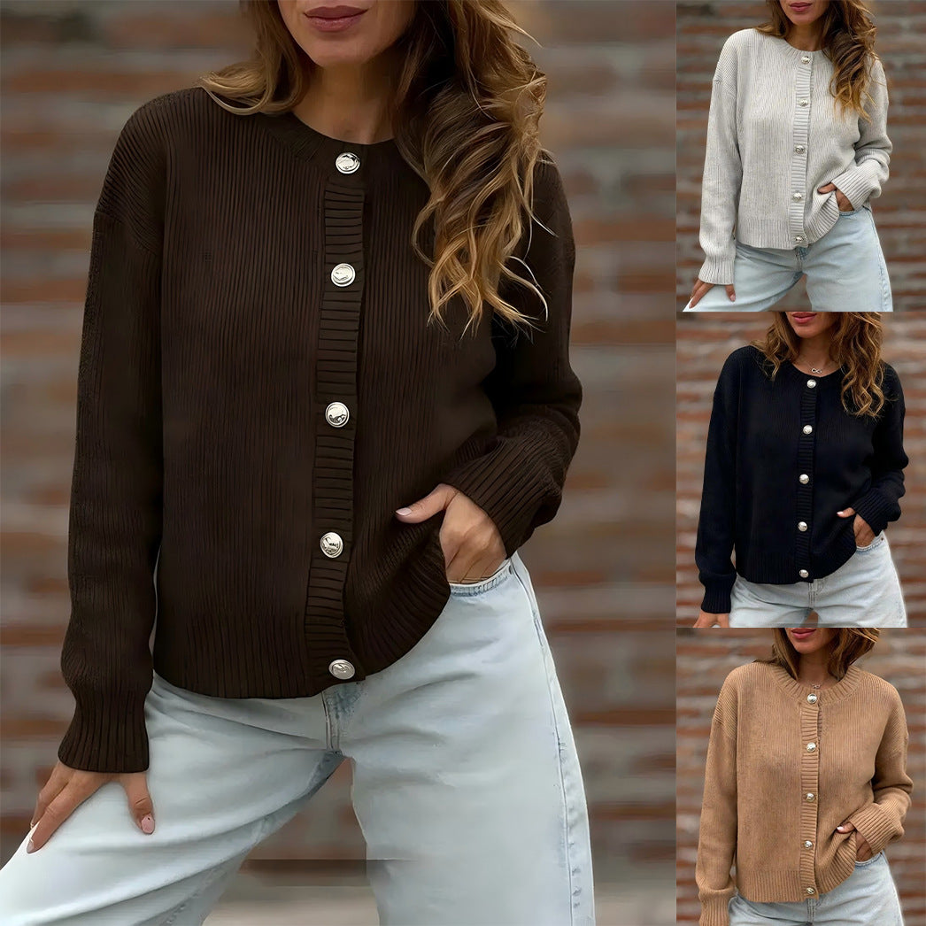 Damen Stylische Strickjacke mit Knopfverschluss Drune