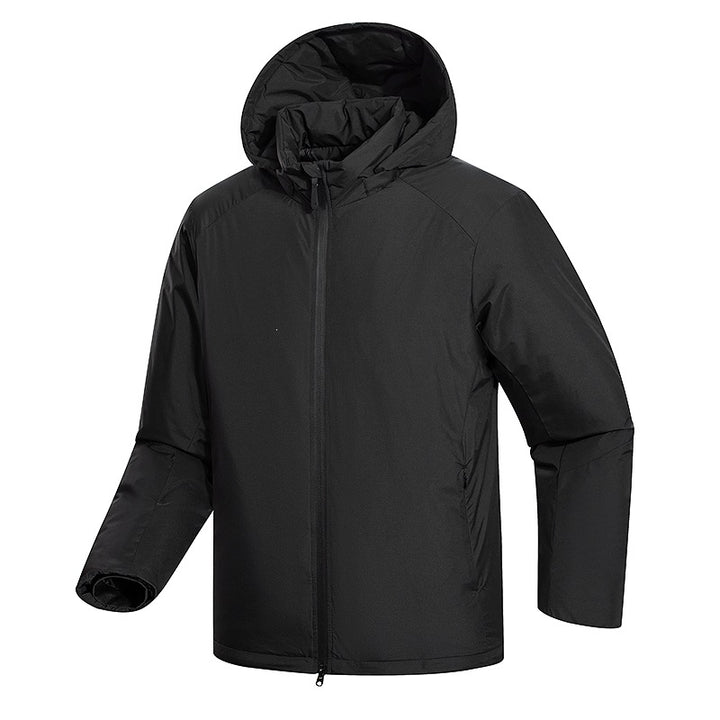 Herren Minimalistische Thermo‑Hoodie‑Jacke mit gesteppter Isolierung und verdecktem Reißverschluss Drune